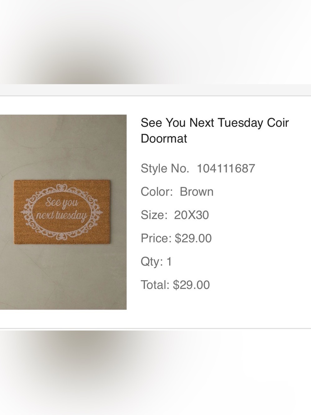 See You Next Tuesday Doormat